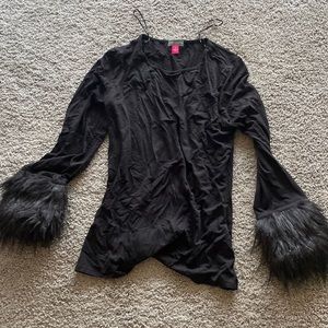 Vince Camuto dress shirt with fur sleeves